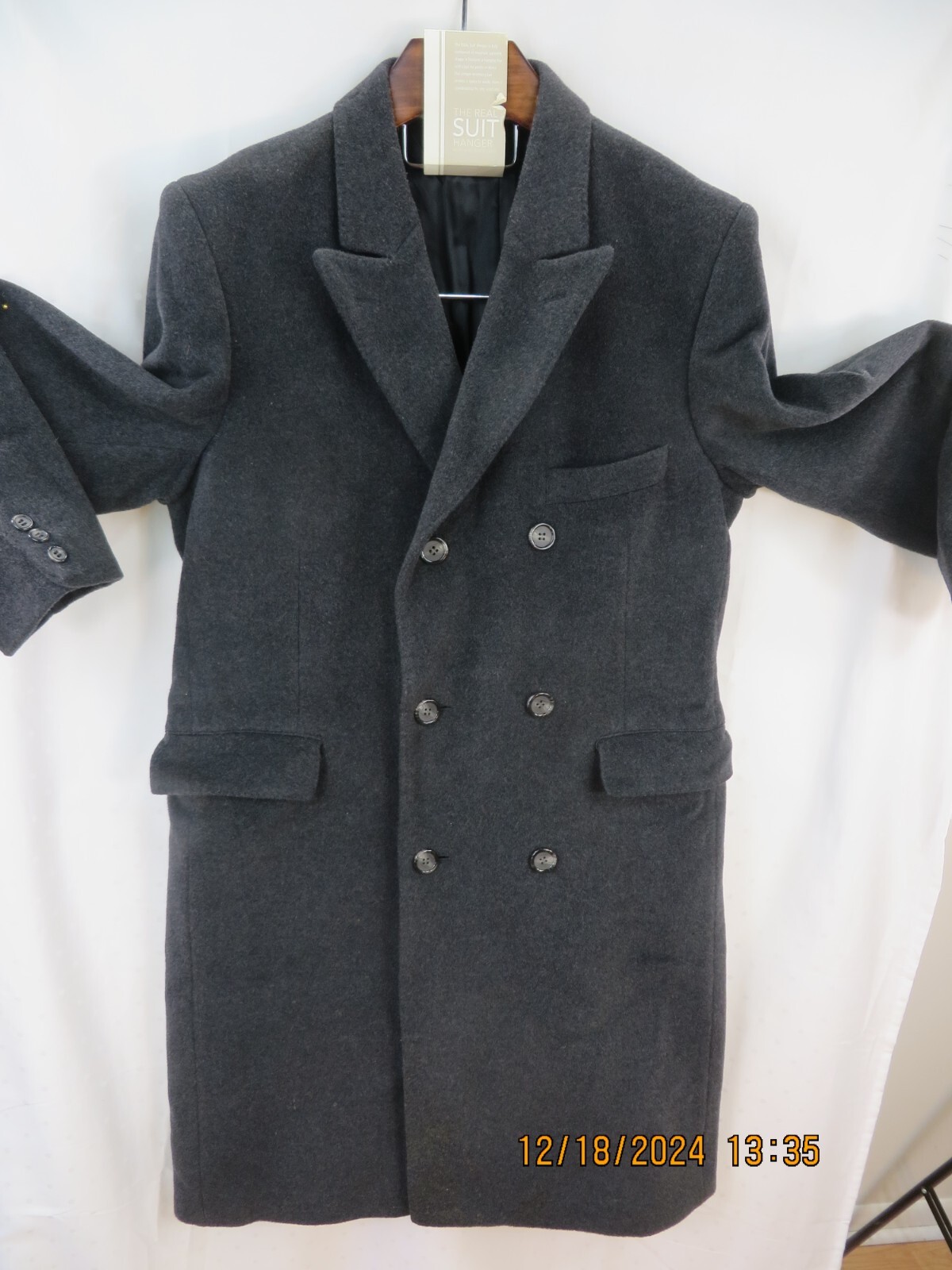 FILA Giacca cappotto doppiopetto uomo ADAMS ROW TG M L VINTAGE cashmere lana grigio antracite