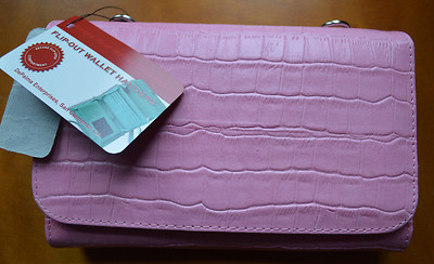 Sac Porté épaule En Cuir Rose - Flip-Out Wallet Handbag Avec Bandoulière, Neuf Avec étiquettes
