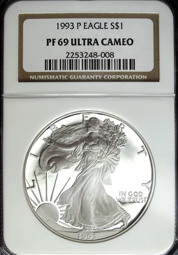 1993 P NGC PF 69 UCAM Proof American Silver Eagle ☆☆ Great Collectible ☆☆ 008