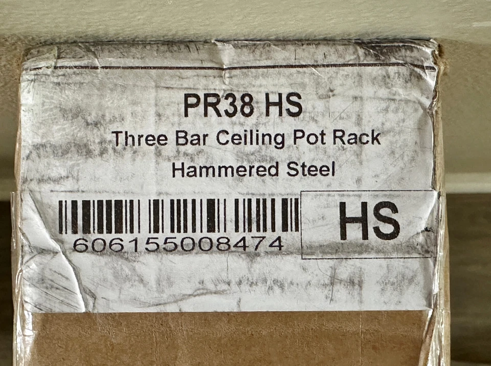 Enclume PR38 Pote Rack 3 Bar Teto Artesanal 18 Ganchos Pendurados, Aço Martelado - Imagem 4 de 4