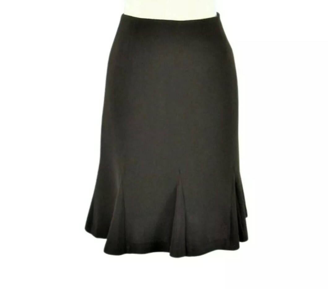 Skirt Fit & Flare Grannycore Gusseted Fully Lined Side Zip Brown Size 8 Petite-image