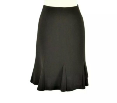 Skirt Fit Flare Grannycore Gusseted Fully Lined Side Zip Brown Size  Petite