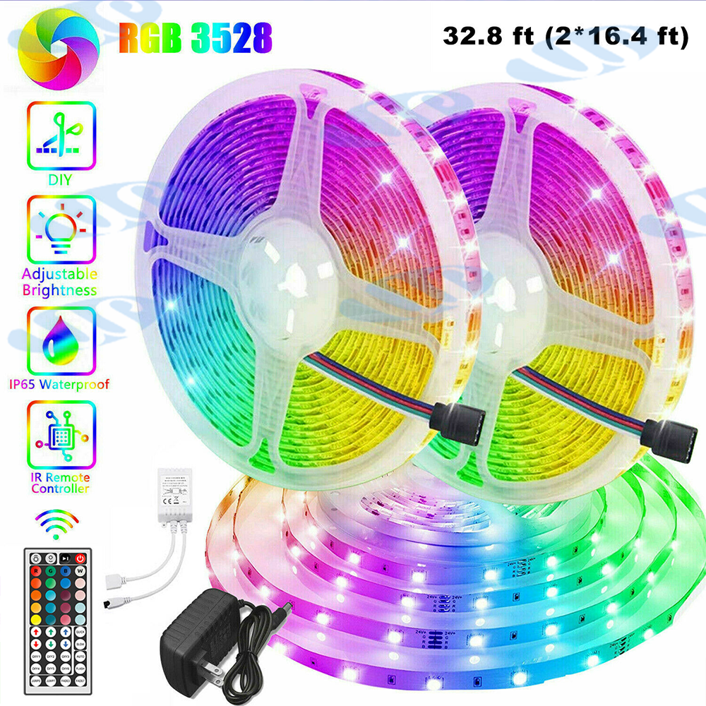 Waterproof 3528 RGB LED SMD Strip Light Remote Fairy Lights Room TV Party Bar