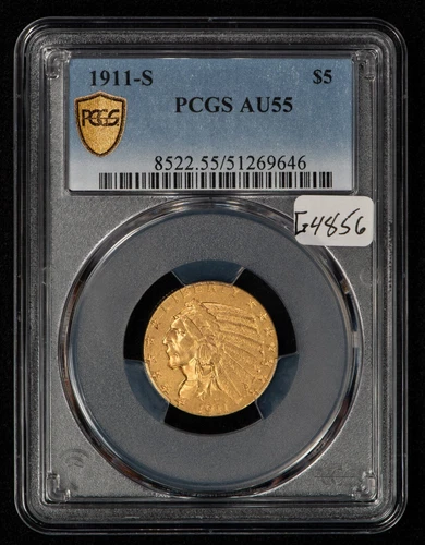 1911-S G$5 Liberty Head Gold Half Eagle - PCGS AU 55 - SKU-G4856