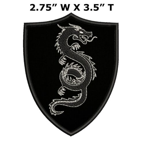 Parche de escudo de armas medieval dragón chino bordado hágalo usted mismo aplique de hierro - Imagen 1 de 19