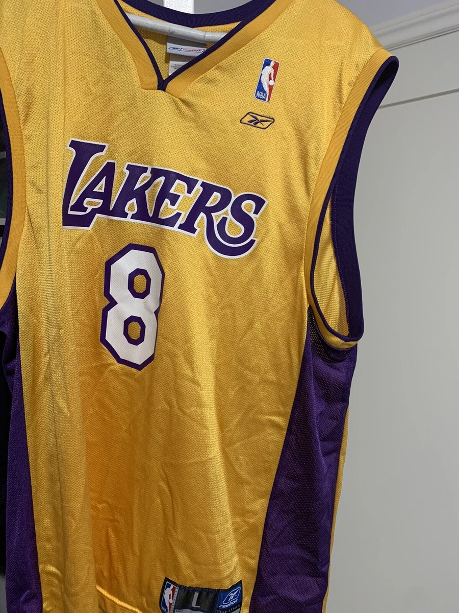 Vtg Reebok NBA Los Angeles Lakers Kobe Bryant #8 Yellow Jersey