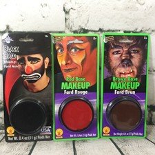 Rubie's Lot of 3 Black Brown Red Base Face Makeup Costume Water Washable Clown