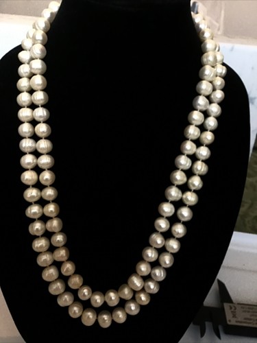 26" Double Strand Cultured Baroque Freshwater Pearls Necklace 8-8.8MM 114 Pearls