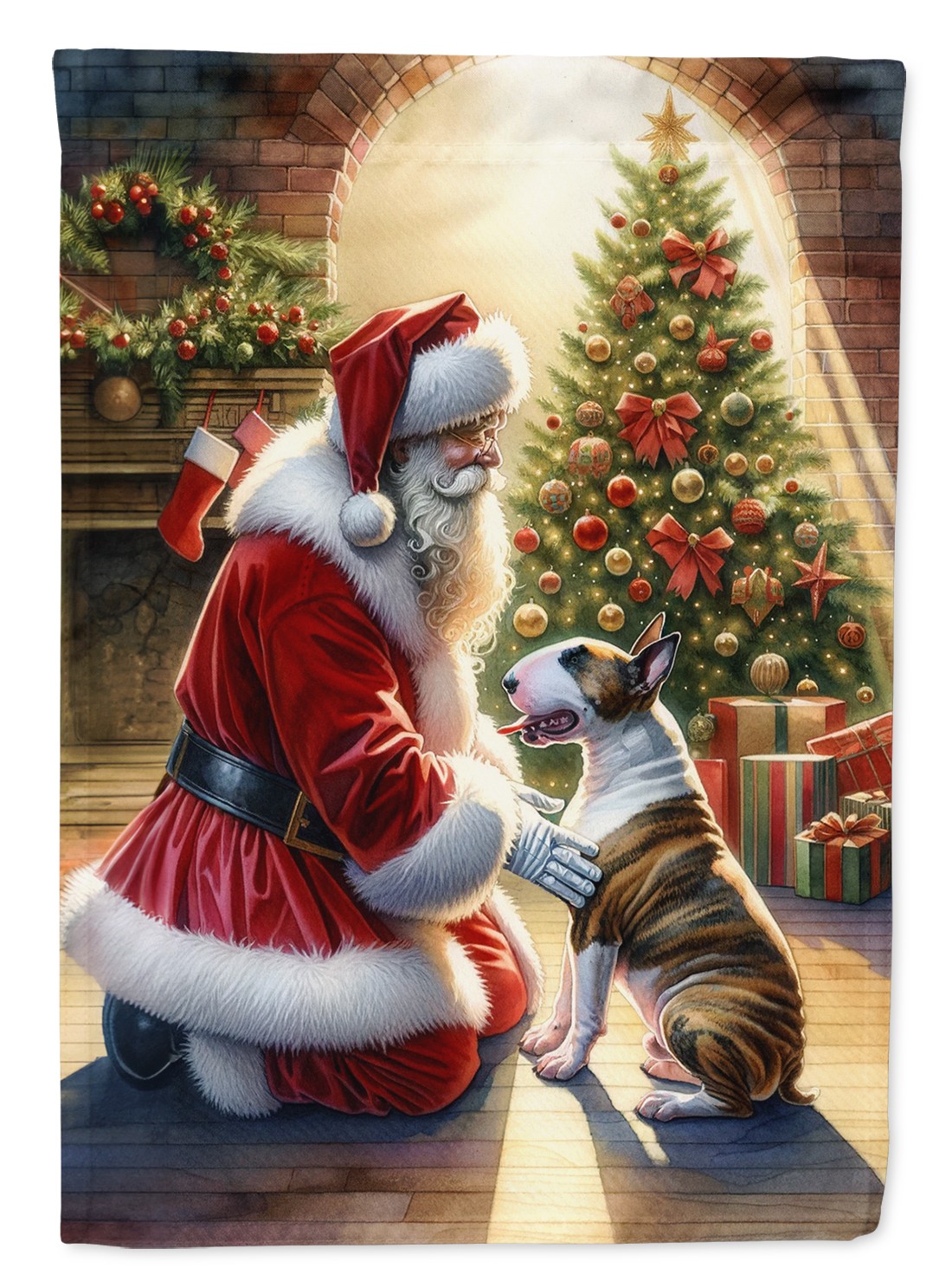 Caroline's Treasures Bull Terrier Santa Claus Christmas Garden Flag DAC4084GF