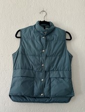 Vintage Woolrich Teal Puffer Vest Outdoor Gorpcore Hiking Utility Snap Front