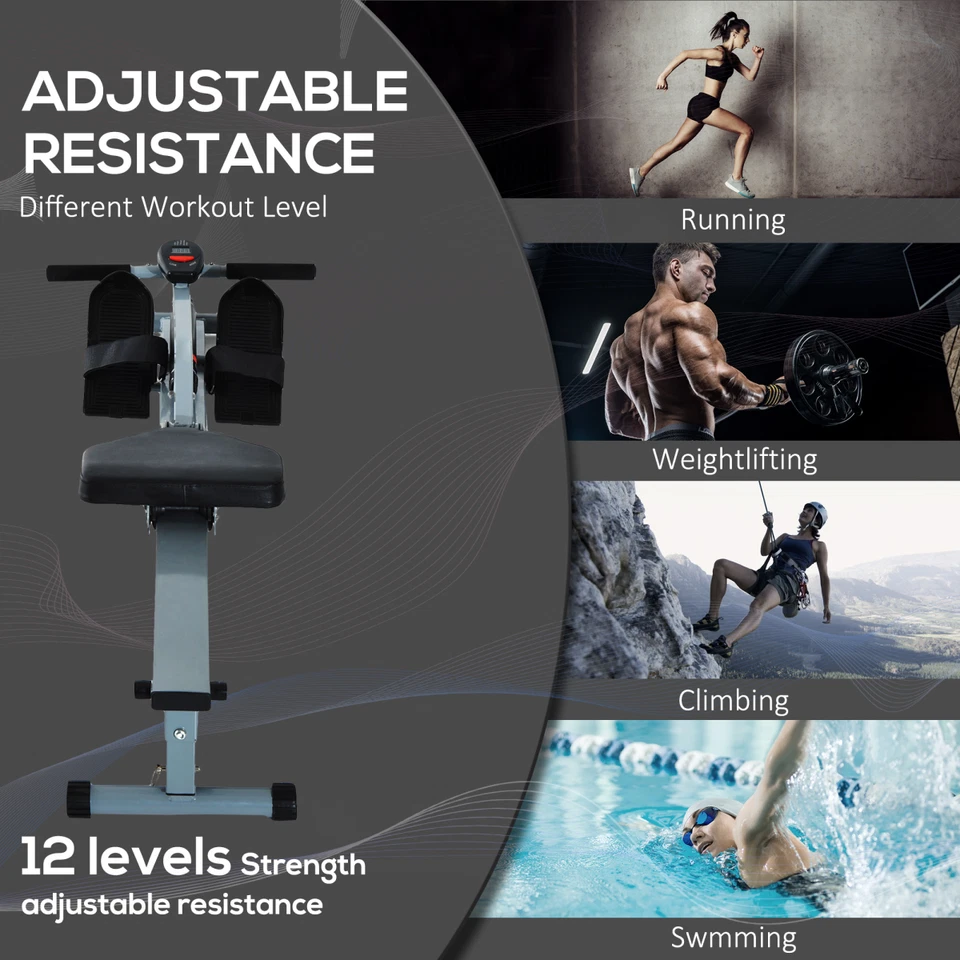 12 Level Adjustable Resistance Rowing Machine With LCD Monitor - Image 4 of 4