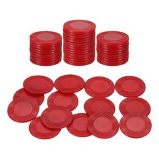 50Pcs 1" Plastic Poker Chips, Bingo Chips Learning Counters, Red, Pattern
