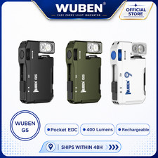 WUBEN G5 Rechargeable EDC Flashlight, 400lm Flat Mini Dual-Light RGB & Magnet