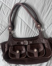 MaxMara Dark Suede Brown Leather Handbag VInt...