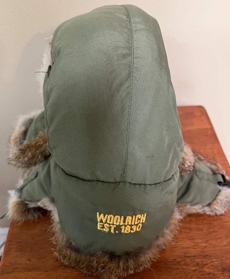 Woolrich Trapper Hat Rabbit Fur Trim Army Green Size XL - Image 4 of 4