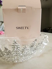 SWEETV Crystal Rhinestone Tiara Crown Wedding Bridal Prom Pageant