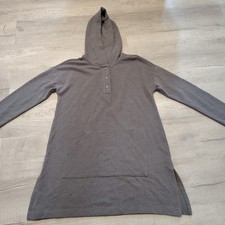 J. Jill Fit Women's Ribbed 1/4 Snap Hoodie Size XS Gray Pullover Kangaroo Pocket