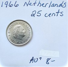 1966 Netherlands UNC 25 Cents Queen Juliana #1