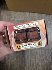 YANKEE CANDLE Cafe Au Lait Tea Lights Candles Box of 12 NEW