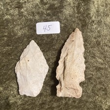 Authentic Indian Arrowheads Set of 2 Missouri Points 3” & 2  1/2”Long