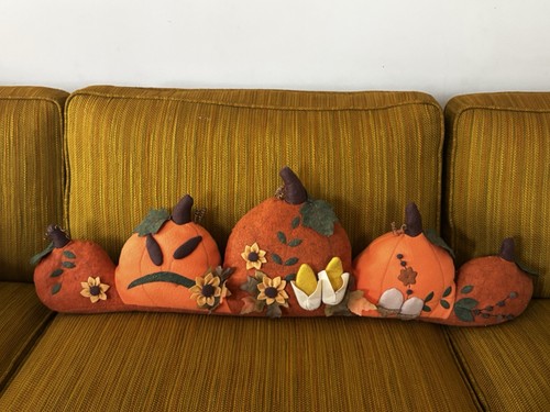 Handmade Decorative Felt Pumpkin patch pillow