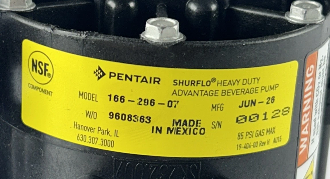 Pentair SHURFLO Heavy Duty Advantage Beverage Pump 166-296-07 NSF photo 5