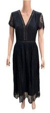 Pretty Garden Midi Dress Small Black Laced Women’s
