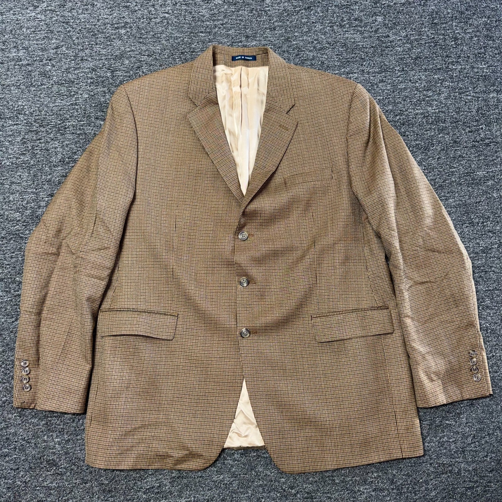 Ralph Ralph Lauren Blazer Sport Coat Dress Jacket Sz 43L Beige Houndstooth