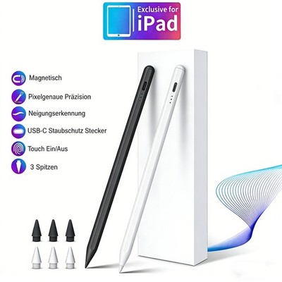 2er Set Apple Pencil USB-C Stylus Pen für iPad Pro/Air 2018-2025  Weiß+Schwarz