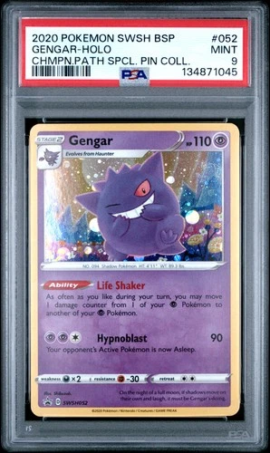 2020 POKEMON SWSH BLACK STAR PROMO #052 GENGAR-HOLO PSA 9