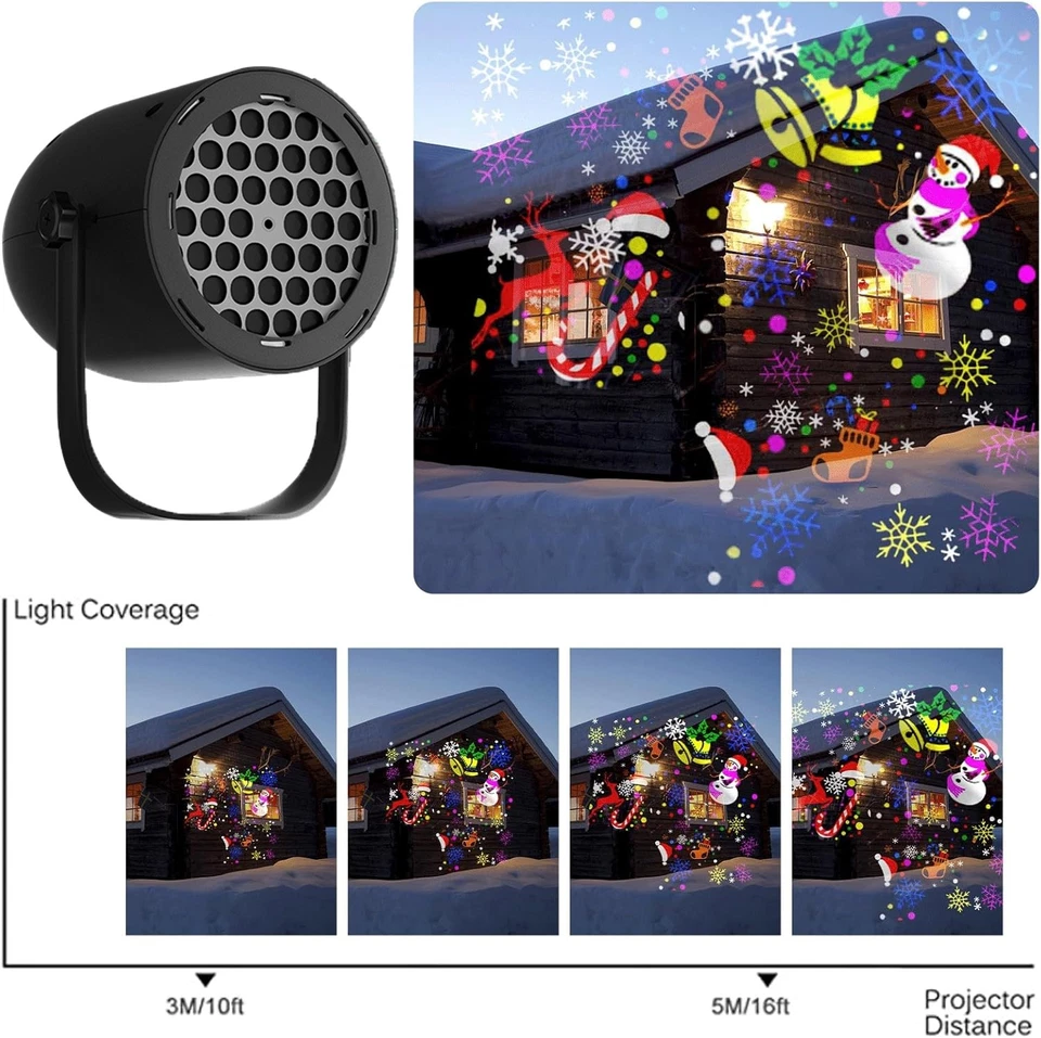 Christmas LED Laser Projector Light Snowflake Elk Party Lamp Outdoor Landscape - Image 4 of 4