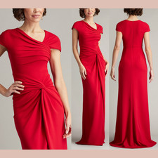 NWD 458 TADASHI SHOJI Small Russo Asymmetric Twist-Knot Gown Red J2156