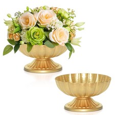 Gold Flower Vases for Centerpieces: Vintage Compote Bowl Vase for Wedding 4 I...