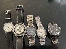 Men's Lot of 5 Wristwatches Mixed Styles Various Bands Assorted Collection