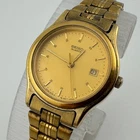 VTG Seiko Quartz Watch 3Y02-0081 Women Gold Tone Date Analog New Battery 7.25"