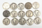Lot of 15 Standing Liberty Silver Quarters, Full and Partial Dates !