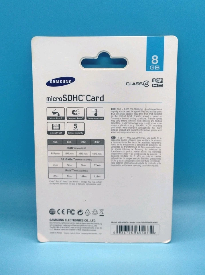 New - Samsung 8GB Class 4 - 24 MB/s - MicroSDHC Card - Adapter Included - Image 2 of 4