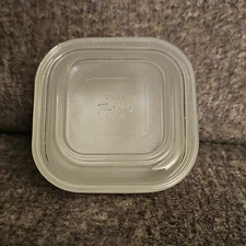 Vintage Fire King Milk White Glass Refrigerator Covered Dish Clear Lid Square 4"