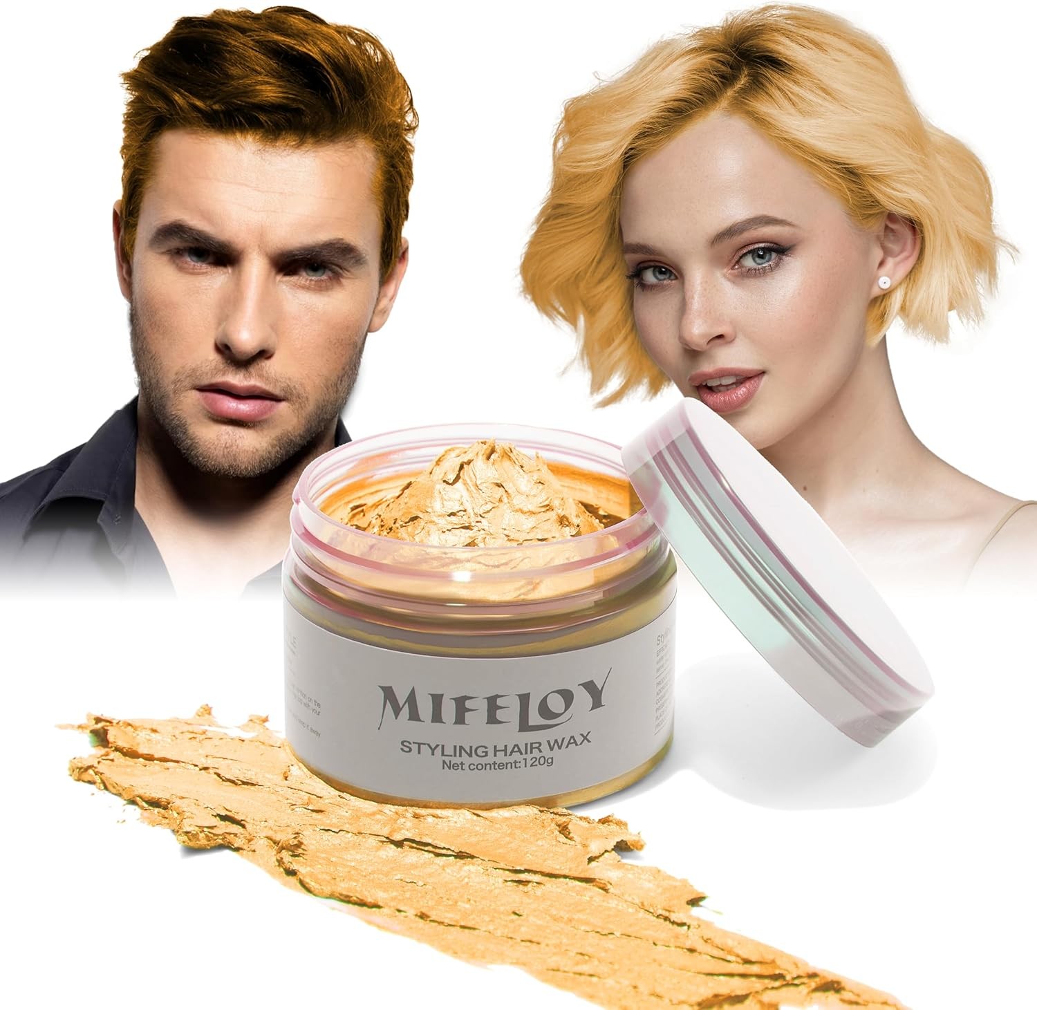 Temporary Gold Hair Color Wax 120g, Instant Blonde Hairstyle Cream Dye, Disposa