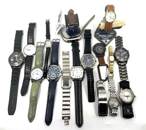 Vintage Estate Watch Lot 17 Parts Repair Quartz Jewelry Fitbit Timex Designer