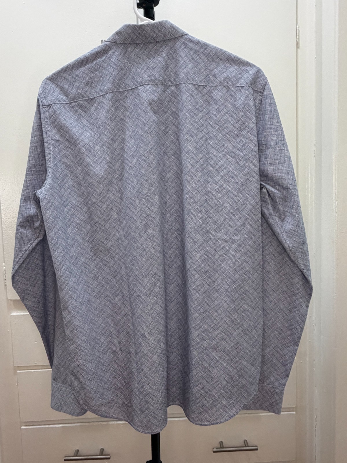 Theory Blue Micro-Pattern Button Down Shirt Long … - image 8