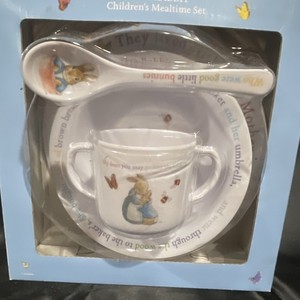 Peter Rabbit Children's Mealtime Mixed Set White Bowl Plate Cup Spoon