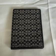 Vintage Coach Black Gray Mini Signature C Bifold Passport Case/Wallet/Holder