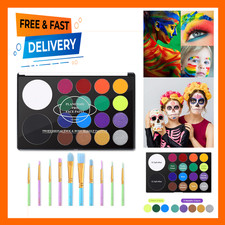 Face Paint Kit with Water Based Paint and 10 Brushes, SFX Makeup Palette for