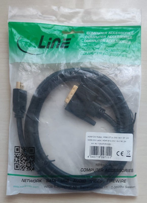 inLine HDMI-DVI Kabel, HDMI ST zu DVI 18+1 ST, 2m, vergoldet **NEU, OVP**