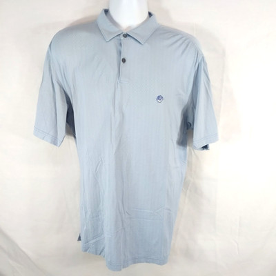 Dunhill Links Polo Shirt Mens L Powder Blue Performance Short Sleeve Check Logo
