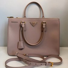 AUTH Prada Large Galleria Pink Saffiano Leather Gold Hardware Tote Crossbody Bag