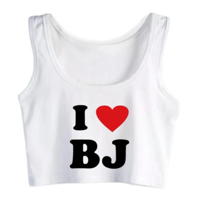 I Love BJ Sexy Slim Fit Crop Top Naughty Slutty