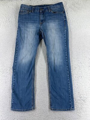 Calvin Klein Pants Men 32 Blue Denim Jean Boot Cut Cotton Blend Embroider 32x27