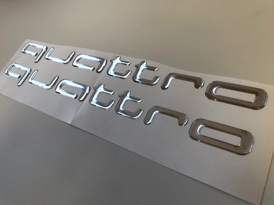 QUATTRO Audi Aufkleber 2 Stk.Seitenaufkleber  CHROMEFFEKT 3D UV protected - Bild 3 von 4